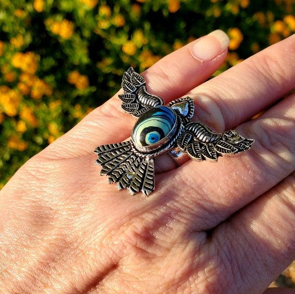 New Mosaic Jasper 925 Silver Mystic Ring. - Picture 3 of 16